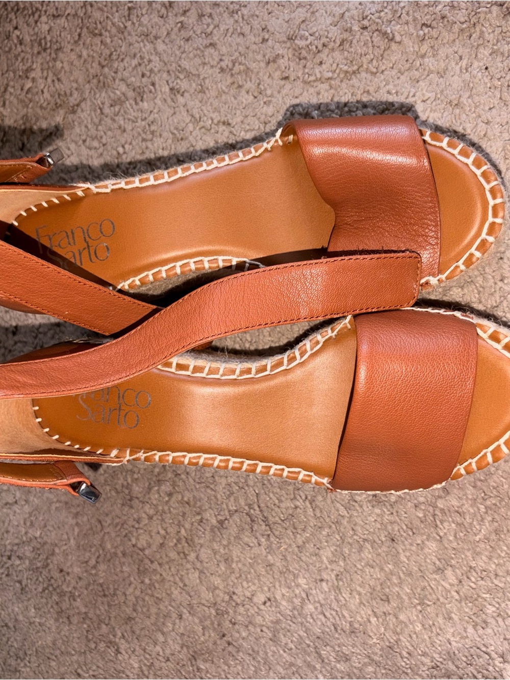 Franco Sarto Tan Leather Espadrille Slingback Sandals